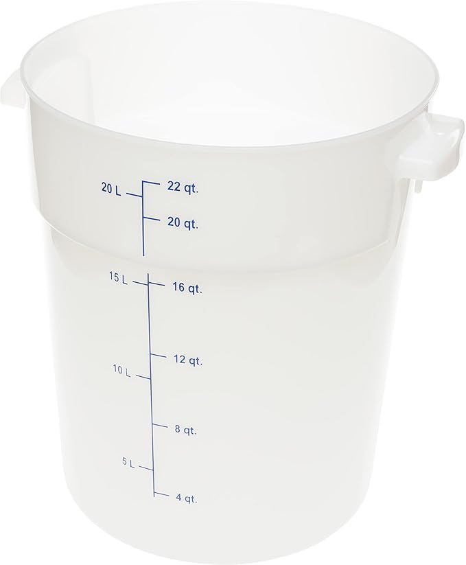 Carlisle FoodService Products Storplus Round Food Storage Container with Stackable Design for Catering, Buffets, Restaurants, Polyethylene (Pe), 22 Quart, White