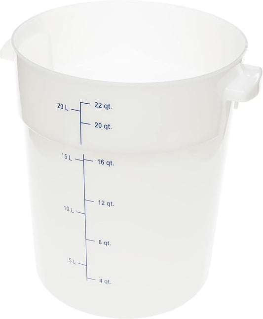 Carlisle FoodService Products Storplus Round Food Storage Container with Stackable Design for Catering, Buffets, Restaurants, Polyethylene (Pe), 22 Quart, White