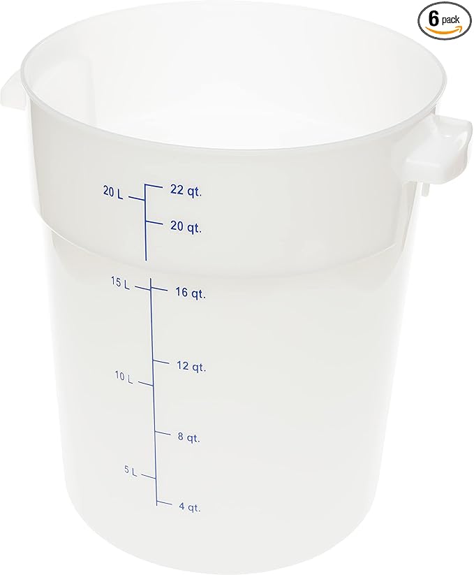Carlisle FoodService Products Storplus Round Food Storage Container with Stackable Design for Catering, Buffets, Restaurants, Polyethylene (Pe), 22 Quart, White
