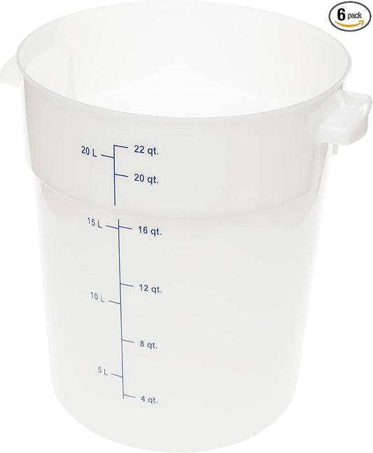 Carlisle FoodService Products Storplus Round Food Storage Container with Stackable Design for Catering, Buffets, Restaurants, Polyethylene (Pe), 22 Quart, White