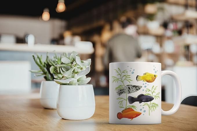 MUGBREW Mollies Fish Ceramic Coffee Mug Tea Cup, 11 OZ
