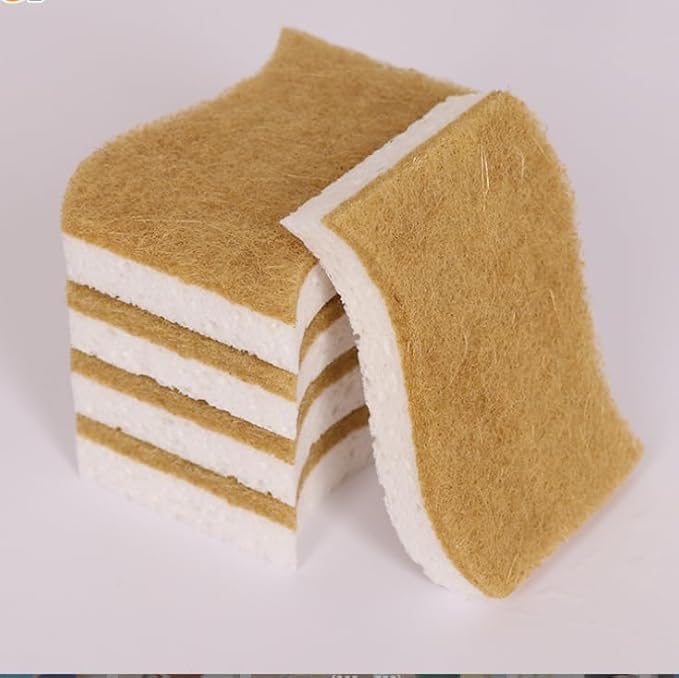 Natural Kitchen Sponge - Eco-Friendly Dish Sponges for Kitchen, Pack of 12 – Biodegradable Cellulose & Coconut Fiber Scrubbers – Sustainable Household Cleaning Sponges