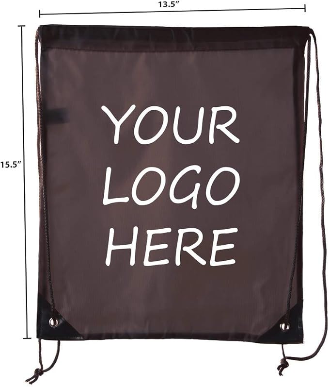 Mato & Hash Custom Bags With Your Logo | 50PK Promotional Drawstring Backpack - 50PK Brown CE2500