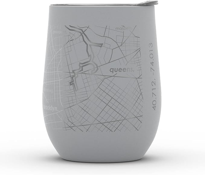 Well Told Engraved New York City Map Insulated Wine Tumbler, Etched Stainless Steel Cup (12 oz, Dockside Gray) City Map Insulated Tumbler, Custom Insulated Tumbler, Outdoor Drinkware