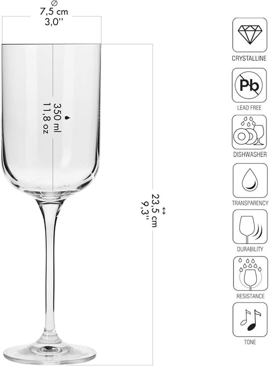 Krosno Red Wine Glasses | Set of 6 | 11.8 oz | Glamour Collection | Perfect for Home, Restaurants and Parties | Dishwasher Safe | Lead-Free Crystal Glass