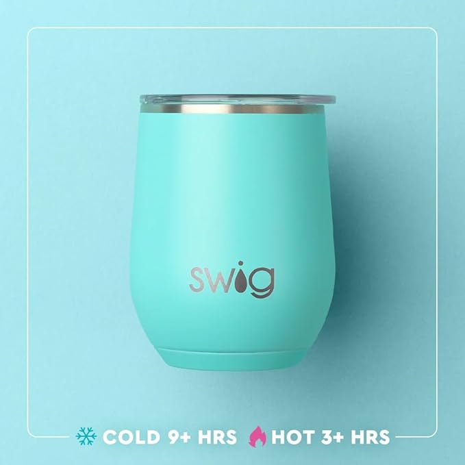 Swig Life 12oz Wine Tumbler with Lid, Stainless Steel, Dishwasher Safe, Portable, Triple Insulated Wine Tumbler (Sunset)