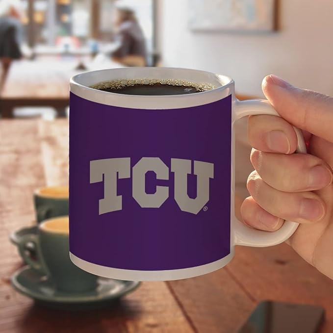 TCU Primary Logo Ceramic Coffee Mug, Novelty Gift Mugs for Coffee, Tea and Hot Drinks, 11oz, White
