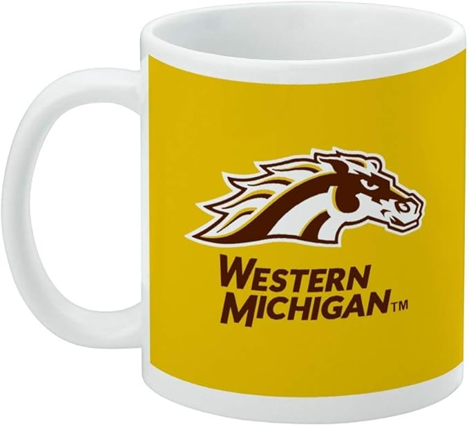 Western Michigan University Logo Ceramic Coffee Mug, Novelty Gift Mugs for Coffee, Tea and Hot Drinks, 11oz, White