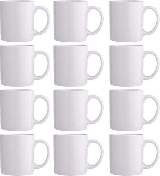GBHOME 12 OZ Off White Coffee Mugs, Ceramic Coffee Mugs with Large Handle for Man, Woman, Light Weight Coffee Mugs Set of 12 for Latte/Cappuccino/Cocoa/Milk, Dishwasher & Microwave Safe