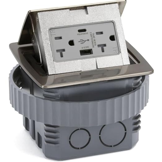Lew Electric Kitchen Countertop Pop Up Charging USB A/C Ports (Nickel)
