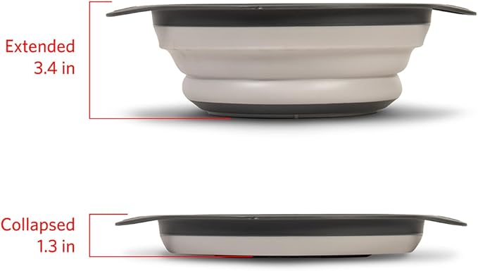 Glad Collapsible Colander Strainer - 2L | Small Pasta Drainer for Kitchen, Vegetables, and Fruit | Round Plastic Foldable Draining Basket for Easy Storage,Grey (Pack of 6)