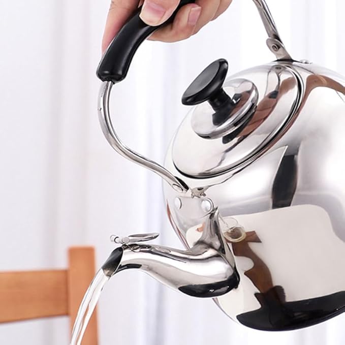 PRETYZOOM Whistling Stainless Steel Tea Kettle with Built-in Tea Strainer 1.5L Large Capacity Stove Top Kettle for Home Kitchen Boiling Water Pot with Heat Resistant Handle