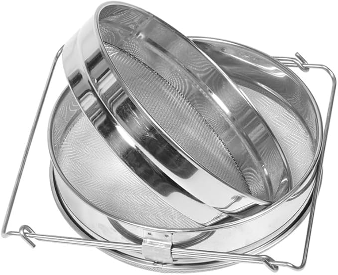 Stainless Steel Honey Strainer, Double Sieve Honey Filter Bee Keeping Equipment Filter Honey Extractor Equipment for 5 Gallon Bucket Honey