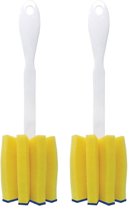 LOLA Glass & Jar Foam Sponge Brush, 2 Pack, Star Shaped w/Non-Scratch Blue Scrubber Top, Perfect for Glasses, Mugs, Bottles, Dishwasher Safe