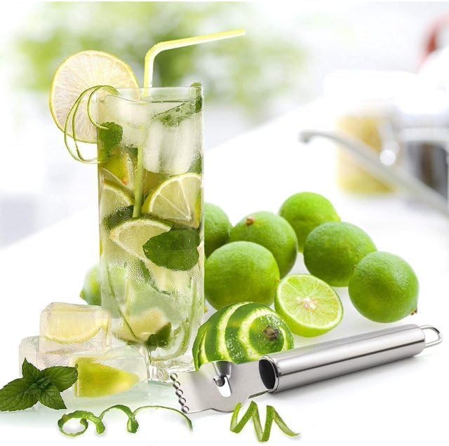 Silver Premium Stainless Steel Lemon Zester and Peeler - Dishwasher Safe, Citrus-Friendly, Ergonomic Graters, Peelers and Slicers
