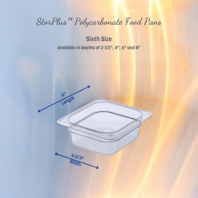 Carlisle FoodService Products 3068307 Plastic Food Pan, 1/6 Size, 2.5 Inches Deep, Clear