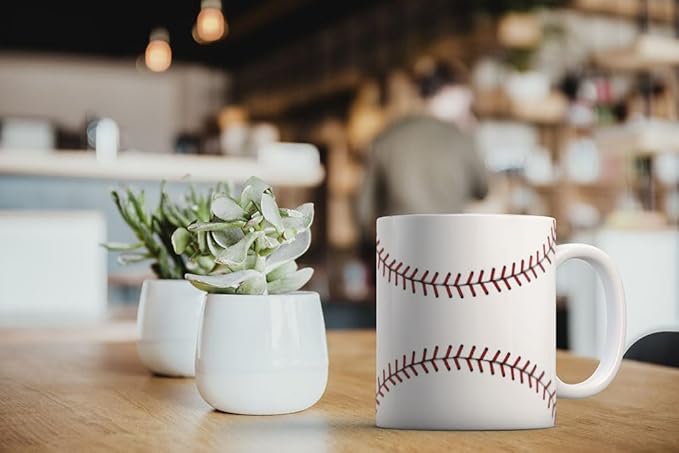 MUGBREW Baseball Stitches Ceramic Coffee Mug Tea Cup, 11 OZ
