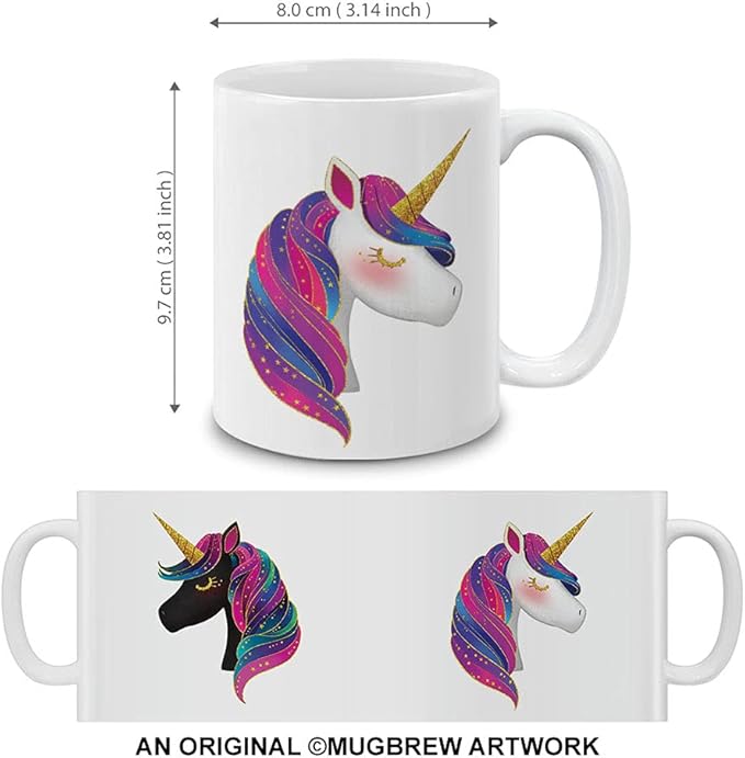 MUGBREW Black White Unicorns Ceramic Coffee Mug Tea Cup Fun Novelty, 11 OZ