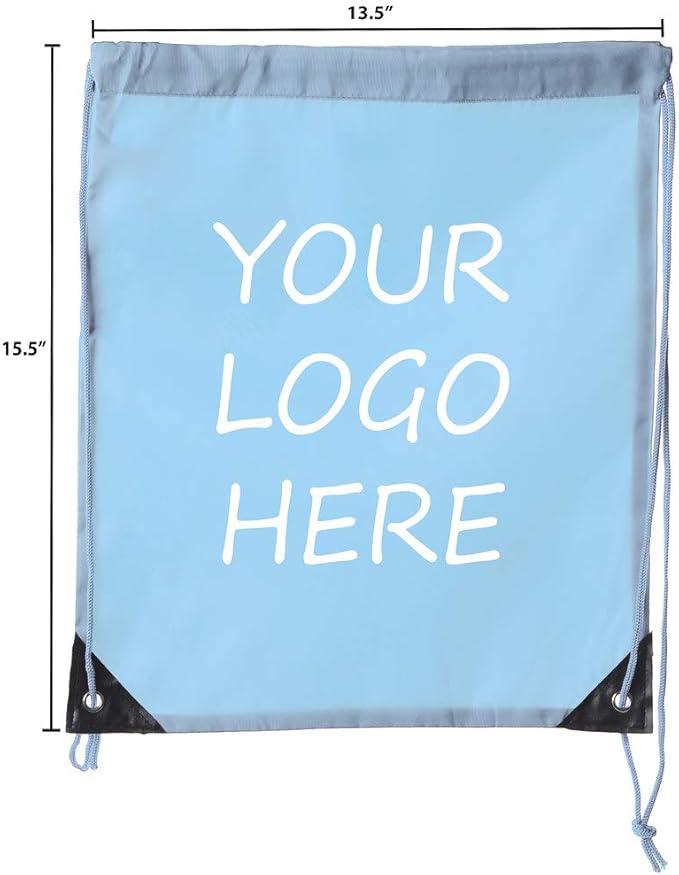 Mato & Hash Custom Bags With Your Logo | 100PK Promotional Drawstring Backpack - 100PK Baby Blue CE2500