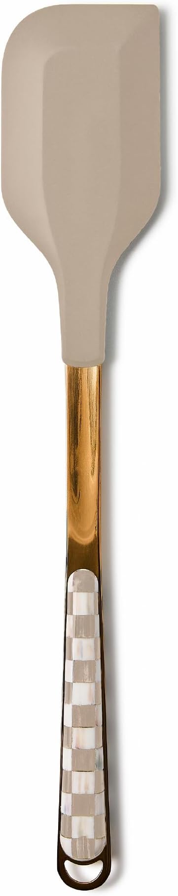 MACKENZIE-CHILDS Kitchen Spatula, Silicone Spatula for Cooking, Brown-and-White Mocha Check