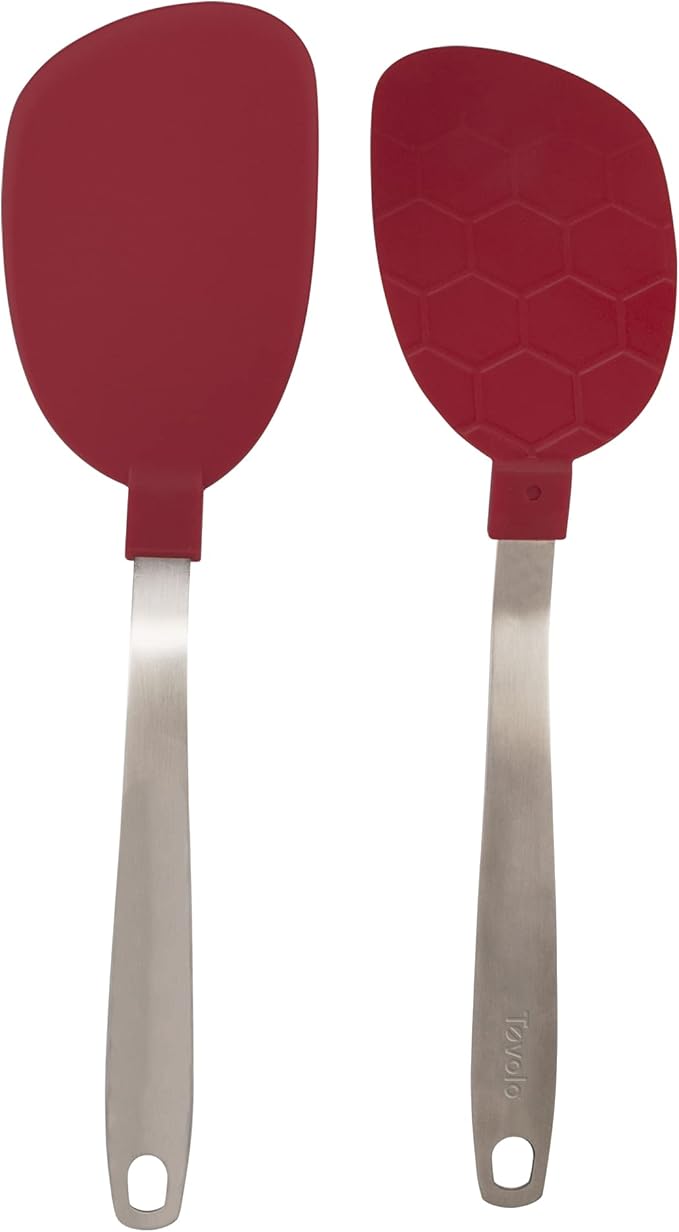 Tovolo Nylon Flex Turner With Stainless Steel Handle, Flexible Pancake Turner, Flexible Kitchen Spatula for Non-Stick Cookware, Scratch-Resistant Nylon Kitchen Utensil for Cooking & Flipping Eggs