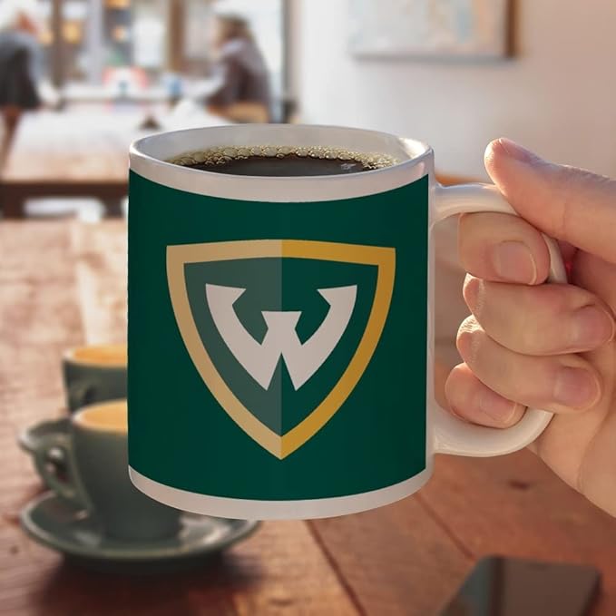 Wayne State University Primary Logo Ceramic Coffee Mug, Novelty Gift Mugs for Coffee, Tea and Hot Drinks, 11oz, White