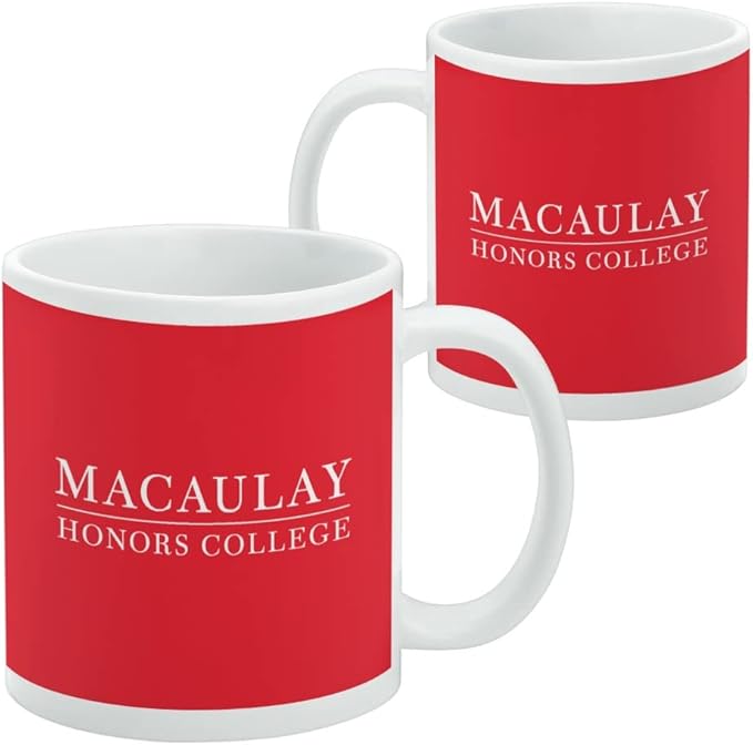 Macaulay Honors College Primary Logo Ceramic Coffee Mug, Novelty Gift Mugs for Coffee, Tea and Hot Drinks, 11oz, White