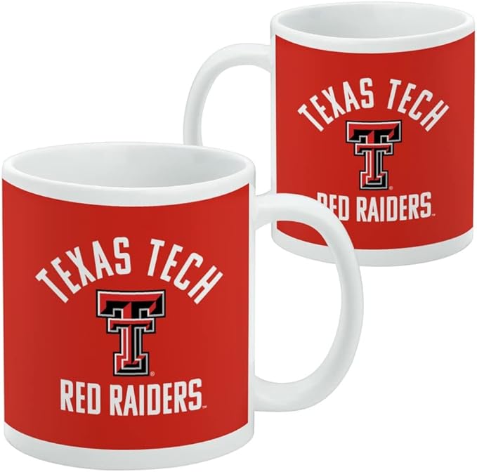 Texas Tech University Official Logo Ceramic Coffee Mug, Novelty Gift Mugs for Coffee, Tea and Hot Drinks, 11oz, White