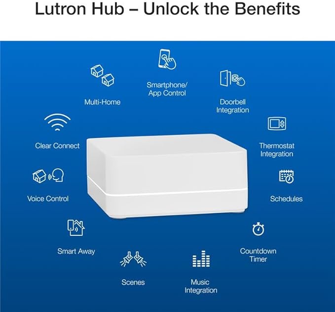 Lutron Diva Smart Dimmer Switch Kit for Caseta Lighting w/ Hub, Pico Remote & Pedestal, Smart Dimmer Works with Apple Home, Ring, Google Home, 3 Way, DVRF-BDG-1DP-A