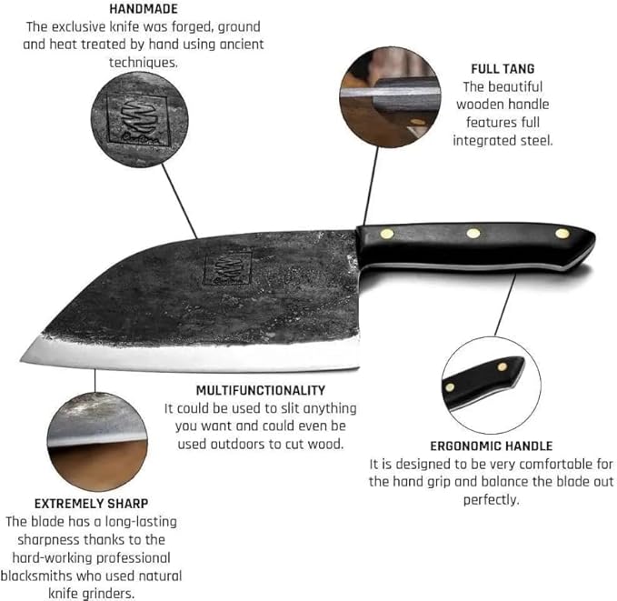 COOLINA The Real Duo Lixy & Promaja High Carbon Steel Knife Set | Versatile Handmade Knives for Chopping & Dicing, Full Tang, Ergonomic Handles | Perfect for BBQ & Grill