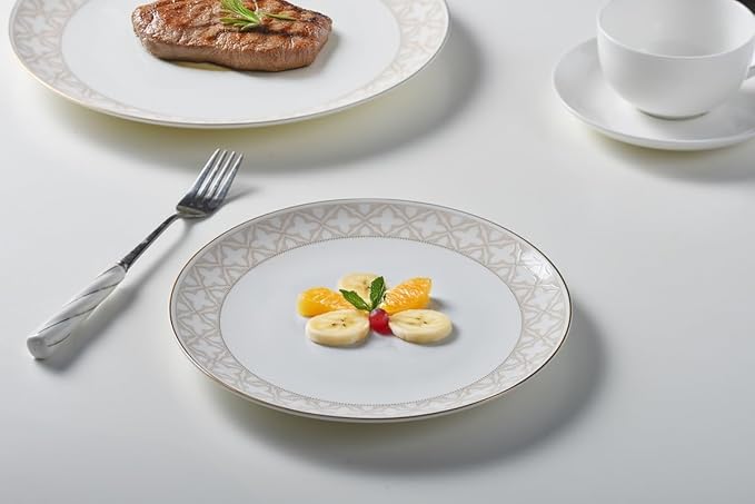 Bone China Dinner Plate Simple plain Smooth Classic pattern 10.5 inches