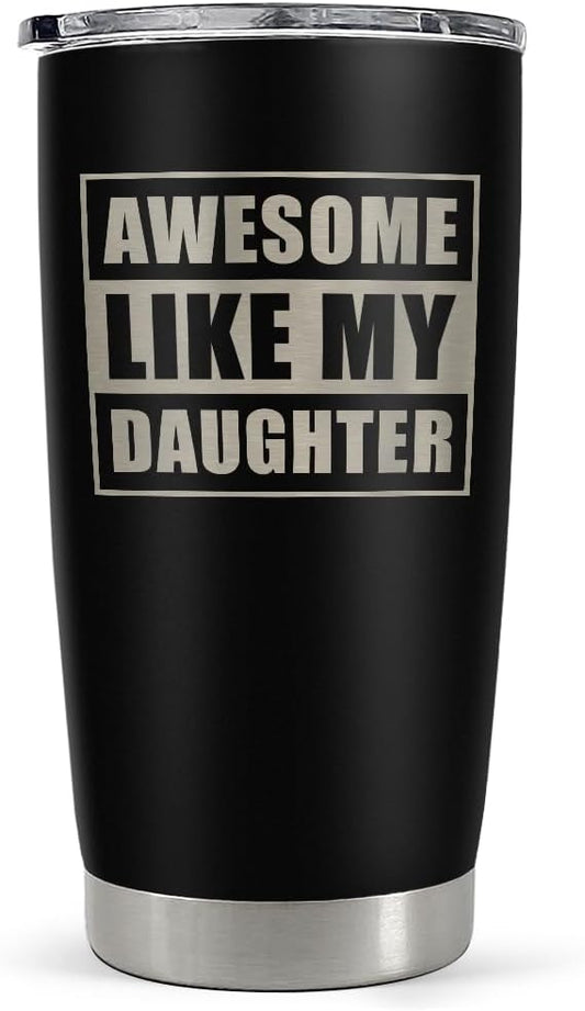 SANDJEST Gift from Daughter to Dad - 20oz Tumbler with Lid for Father - Insulated Stainless Steel Mug - Funny Coffee Mug for Outdoor Travel Sport Office, Gifts for Birthday Father’s Day