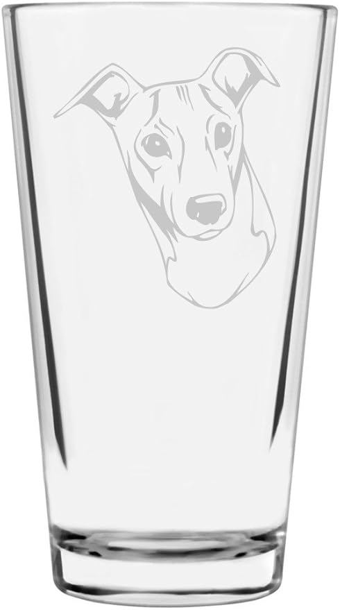 Italian Greyhound Dog Themed Etched All Purpose 16oz Pint Glass