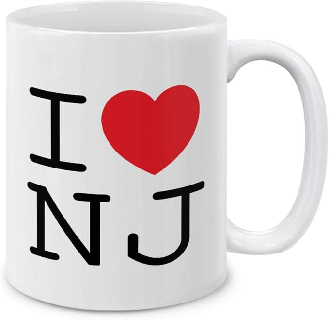 MUGBREW I Love NJ New Jersey Ceramic Coffee Mug Tea Cup, 11 OZ