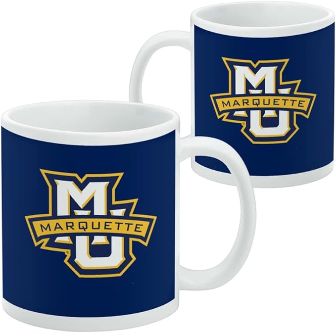 Marquette University Primary Logo Ceramic Coffee Mug, Novelty Gift Mugs for Coffee, Tea and Hot Drinks, 11oz, White