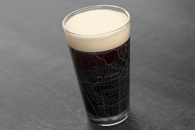 Well Told Engraved Los Angeles California Map Pint Glass Etched Beer Glass Gift (16 oz, Clear) City Map Pint Glass, Custom Beer Glass, Gifts for Beer Lovers