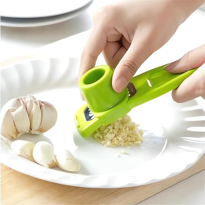 Garlic Grinder - Hand Grinder for Garlic, 2024 New Hand Press Garlic Chopper, Hand Pepper Grinder, Easy and Fast Stainless Steel Garlic Press for Home Daily Use (Green)