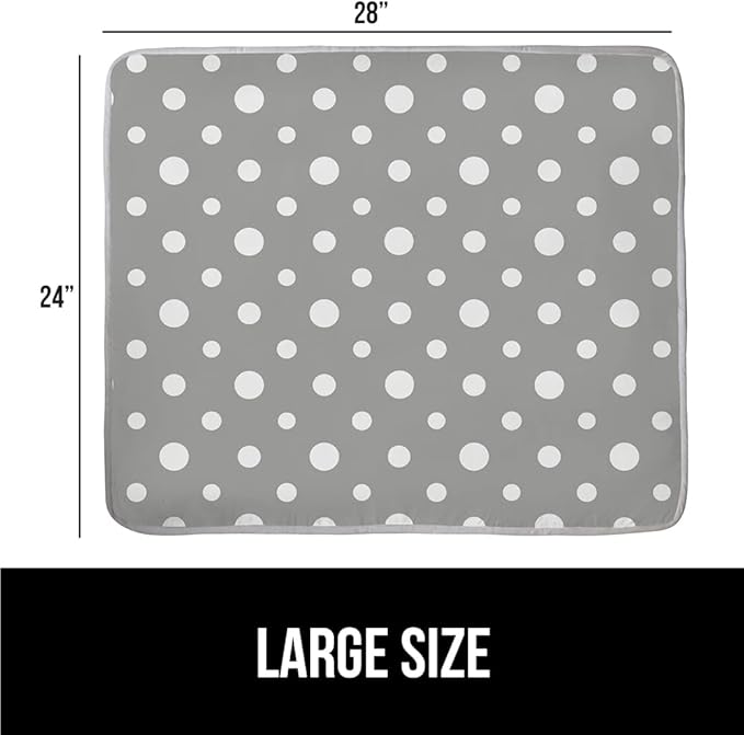 GORILLA GRIP Ironing Mat, Portable Iron Pad, Magnetic Cover for Top of Laundry Washer, Dryer, Table Top, Countertop Blanket, Silicone Coating and Scorch Resistant, Travel Size 28x24, Polka Dots