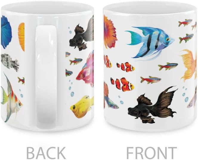 MUGBREW Fresh Water Aquarium Fishes Ceramic Coffee Mug Tea Cup, 11 OZ