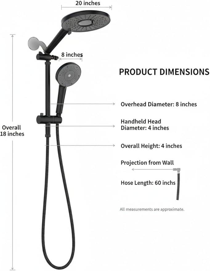 Shower Head with Filters - High Pressure Shower Filter Heads for Hard Water with Handheld - Dual Filtration Removes Chlorine, Fluoride, Heavy Metals (Black)