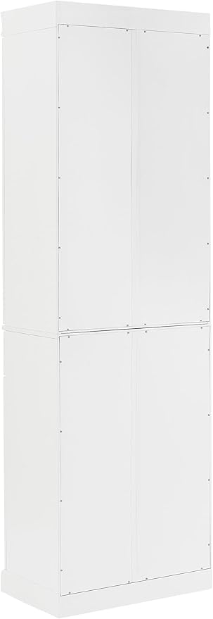 Crosley Furniture Stanton Glass Door Pantry Storage Cabinet with Shelves, Kitchen, Dining, or Laundry Room, White