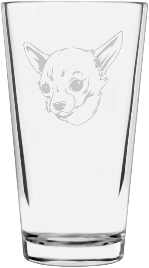 Chihuahua Dog Themed Etched All Purpose 16oz Pint Glass