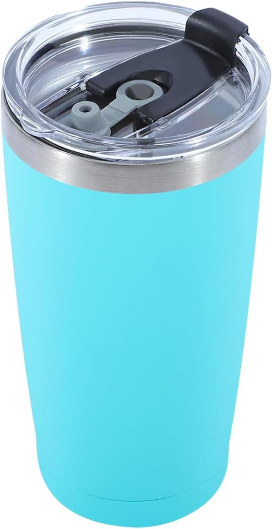 Dongni 20oz Tumbler Bulk Stainless Steel Vacuum Insulated Tumblers with Lid Double Wall Travel Mug Powder Coated Coffee Cup, Suitable for Ice Drinks and Hot Beverage（Mint Green 1 pack）