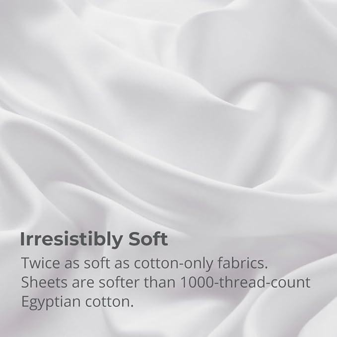 Cariloha Aloha Soft 4-Piece Sheet Set | White | Cal King | Made from 100% Viscose derived from Bamboo | Introductory Sheet Line