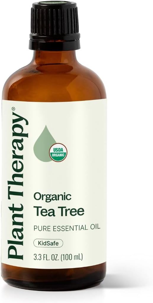 Plant Therapy Organic Tea Tree Oil (Melaleuca) 100% Pure, USDA Certified Organic, Undiluted, Natural Aromatherapy, Therapeutic Grade 100 mL (3.3 oz)