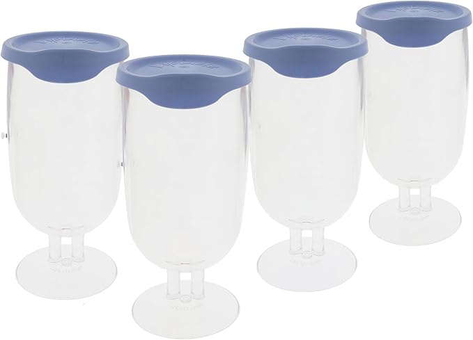 LipLidz Brewtail/Tumbler Glasses, 4 Pack, 20.7 oz Dual-Stemmed BPA-Free Plastic Drinkware with Drink-Through Attachable Lid, Shatterproof, Made in USA (Sky Blue)