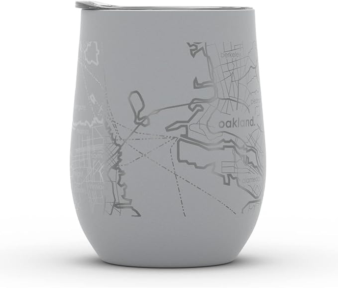 Well Told Engraved San Francisco California Map Insulated Wine Tumbler, Etched Stainless Steel Cup (12 oz, Dockside Gray) City Map Insulated Tumbler, Custom Insulated Tumbler, Outdoor Drinkware