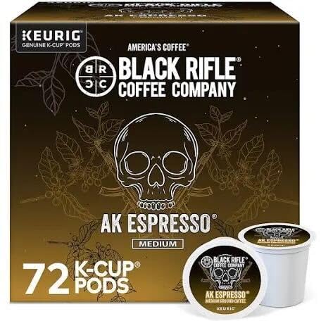 Black Rifle Coffee Company AK Espresso, 72 Count, Medium Roast K Cups - Single Serve K Cups Coffee Pods - Kcup Pods Compatible with Keurig 1.0 & 2.0 - Made from Arabica Beans