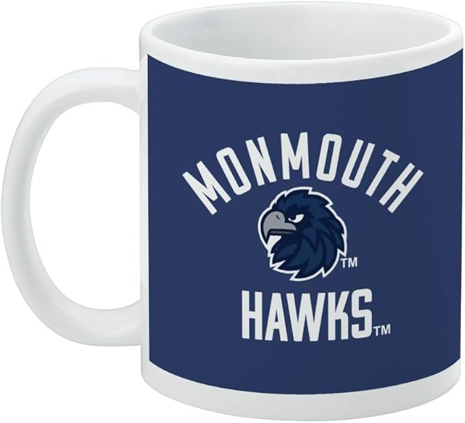 Monmouth University Official Hawks Ceramic Coffee Mug, Novelty Gift Mugs for Coffee, Tea and Hot Drinks, 11oz, White