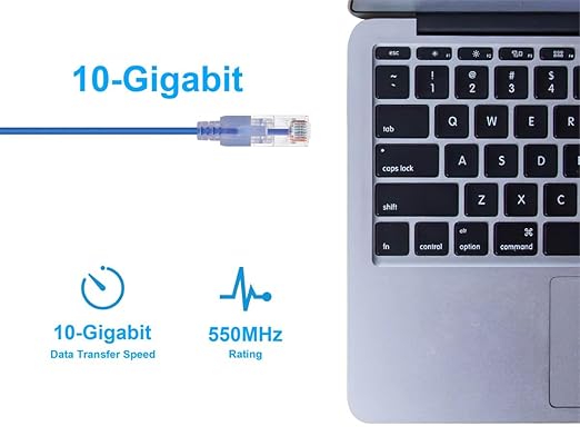 Monoprice Cat6A 5ft 10-Color 10-Pk Patch Cable UTP 30AWG 10G Pure Bare Copper Snagless RJ45 SlimRun Series Ethernet Cable